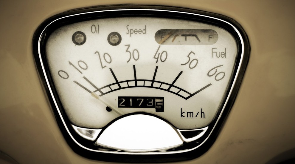 odometer of a vintage car